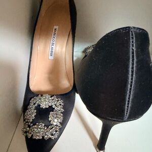 Manolo Blahnik Elegant Black Heels with Sparkling Accents